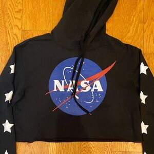 NASA cropped Black Hoodie, Medium